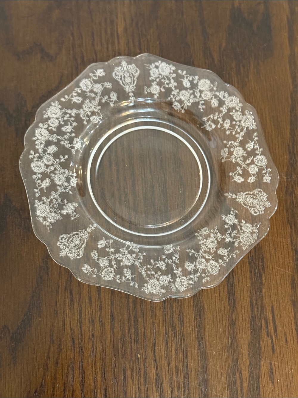 Vintage Cambridge Rose Point Clear Floral Salad Plates Set of 6